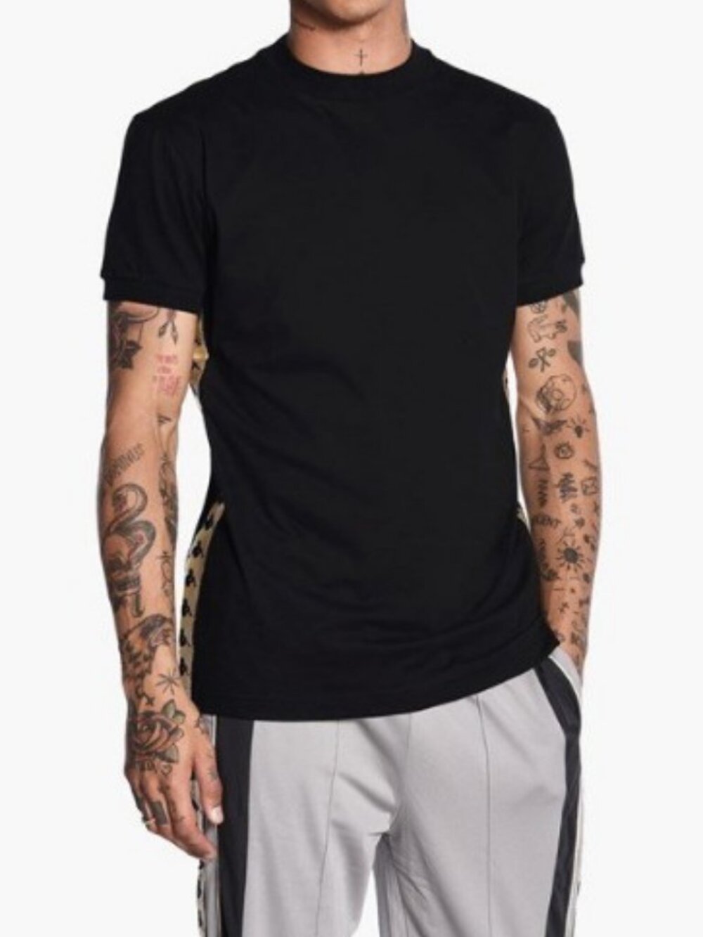 Kappa Kontroll crewneck side stripe sportswear t-shirt black men's